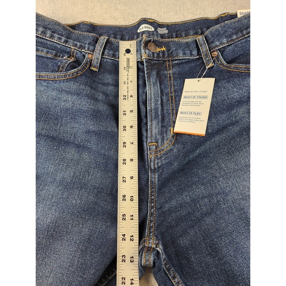 NWT Old Navy Straight Leg Denim Jeans Mens Size 38x32 Dark Blue - Built In Flex - Picture 6 of 10